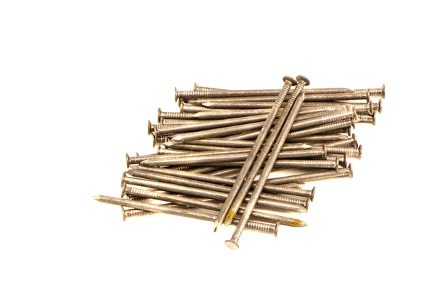 Iron nails group isolated on white — Stock Photo, Image