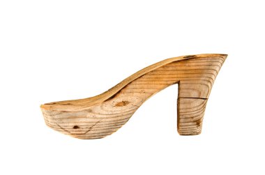 son beyaz izole eski ahşap kadın ayakkabı