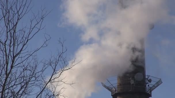 Contaminación industrial de las chimeneas en el aire — Vídeos de Stock