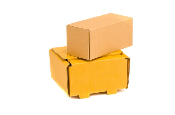 Elszigetelt fehér karton csomag dobozok — Stock Fotó
