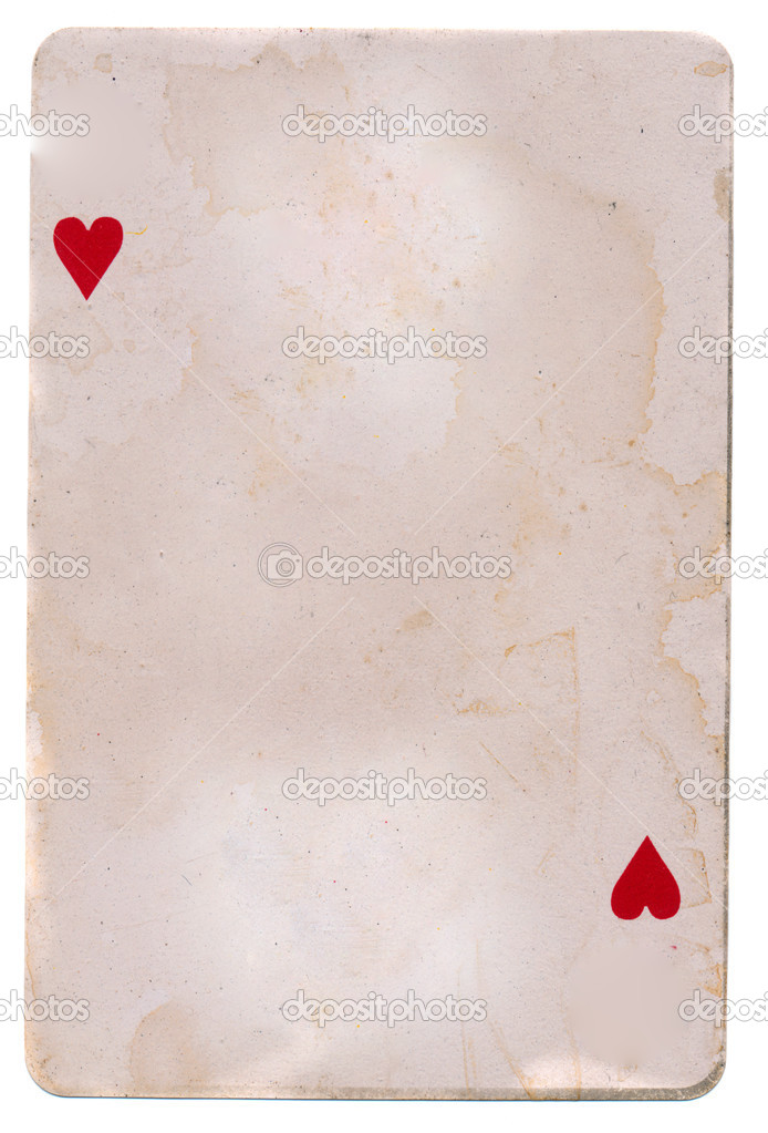old grunge playing card background with two hearts