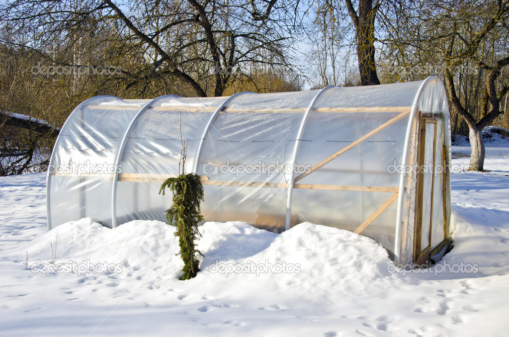 handmade polythene greenhouse for vegetable in winter