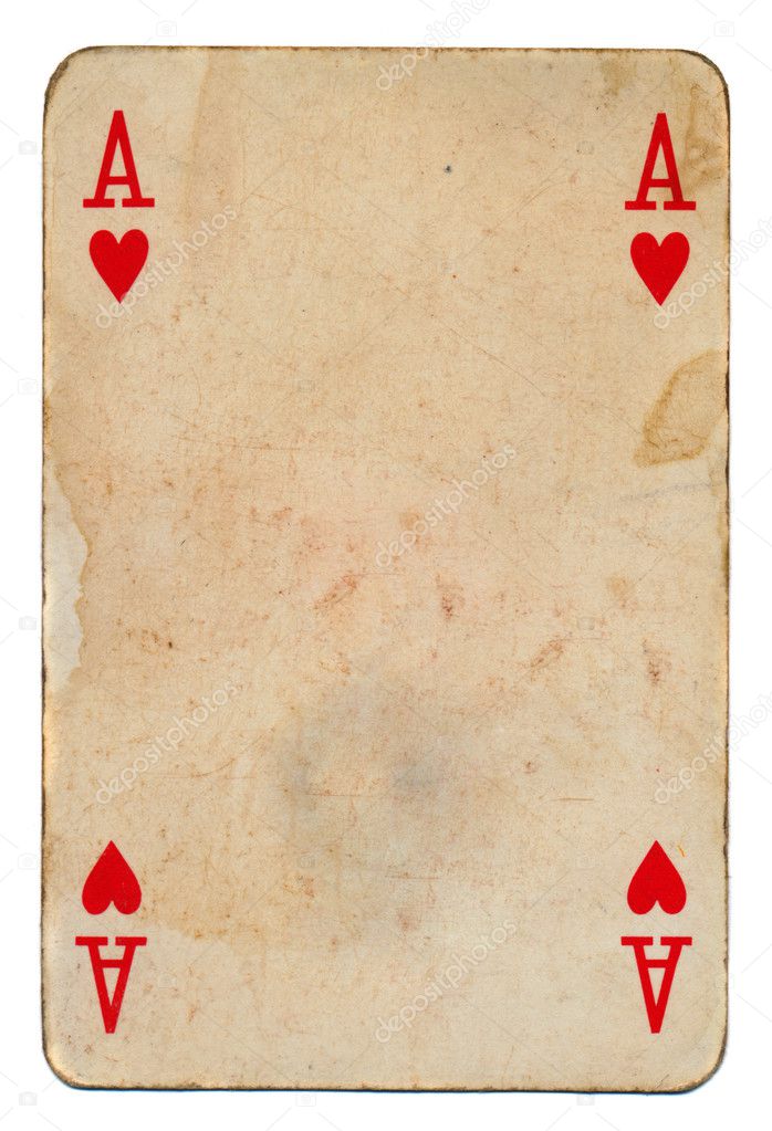 old grunge playing card isolated on white