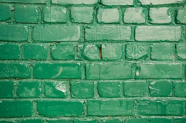 Velho verde pintado parede de tijolo fundo — Fotografia de Stock