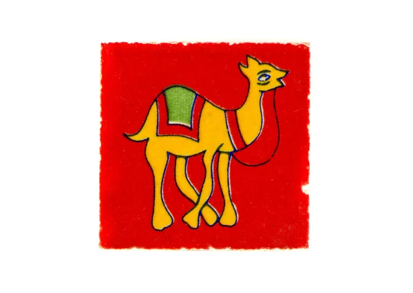 Ornate indian decorative tile with camel picture isolated — Stock Photo, Image