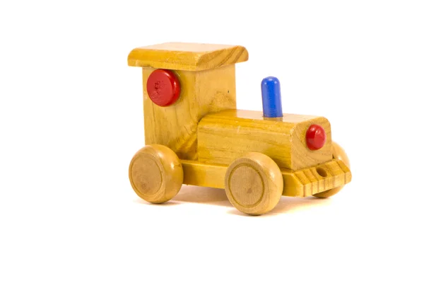 Child wooden car toy isolated on white — Stock Photo, Image