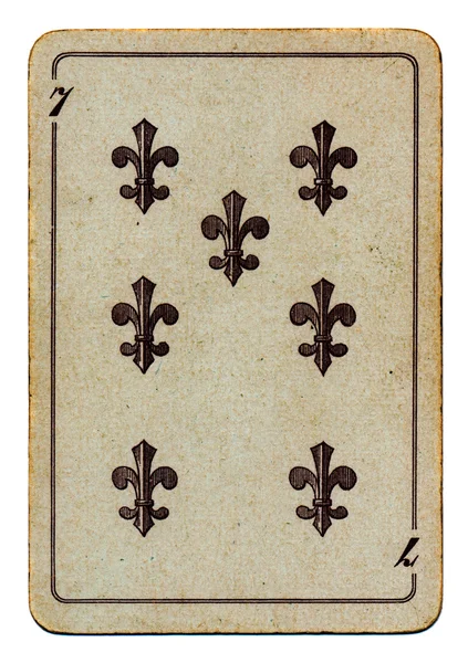 Alte Grunge-Spielkarte mit der Nummer sieben — Stockfoto