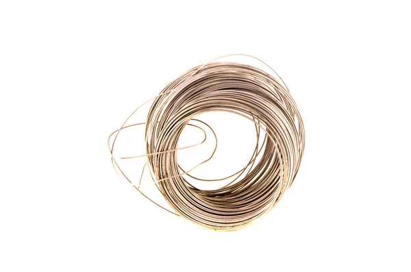 Rolo de fio de metal isolado em branco — Fotografia de Stock