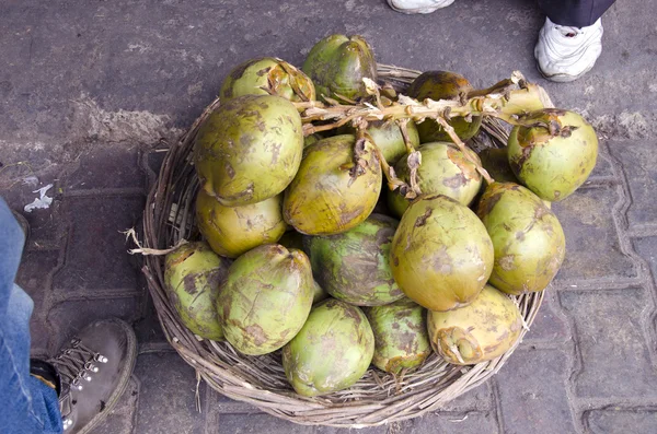 Fresh coconuts for milk in asian market — Stock Photo, Image