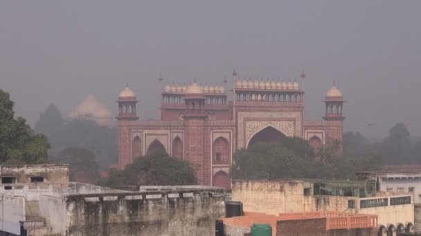 Smog och mist i staden agra, Indien — Stockvideo