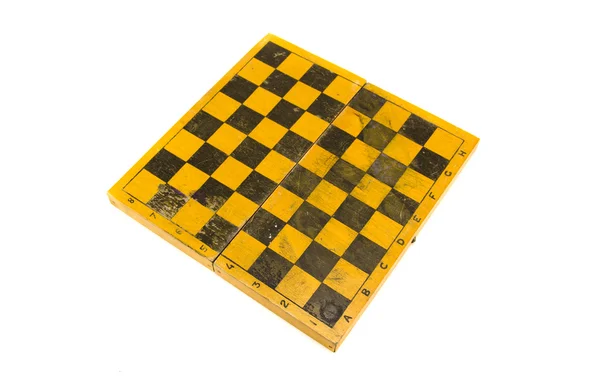 Ročníku staré dřevěné šachovnice izolovaných na bílém — Stock fotografie