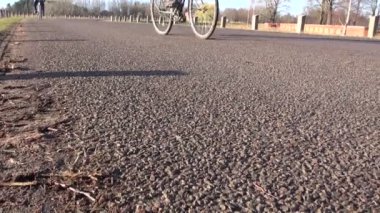 bisiklet tekerlekleri asfalt yol üzerinde