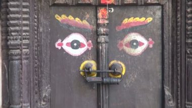 Katmandu, Nepal Buda gözlü süs antik kapı