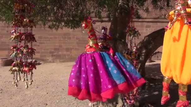 Jodhpur, Inde, 17 décembre : poupées traditionnelles indiennes en tissu de marionnettes au fort de Jodphur, Rajasthan, Inde — Video