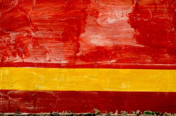 Eski duvar arka plan kırmızı ve sarı boyalı — Stok fotoğraf