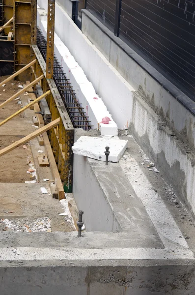 New home foundation  concrete construction and insulation styrofoam — Stock Photo, Image