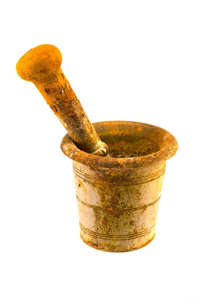 Древний ржавый металлический железный раствор инструмент изолирован на белом — стоковое фото