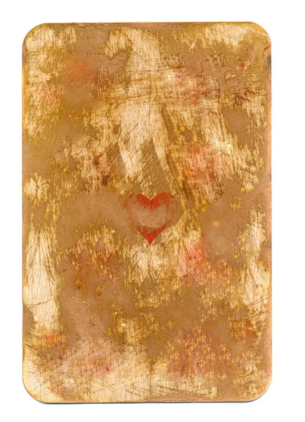 Антикварная использованная игральная карта сердца бумажный фон изолирован — стоковое фото