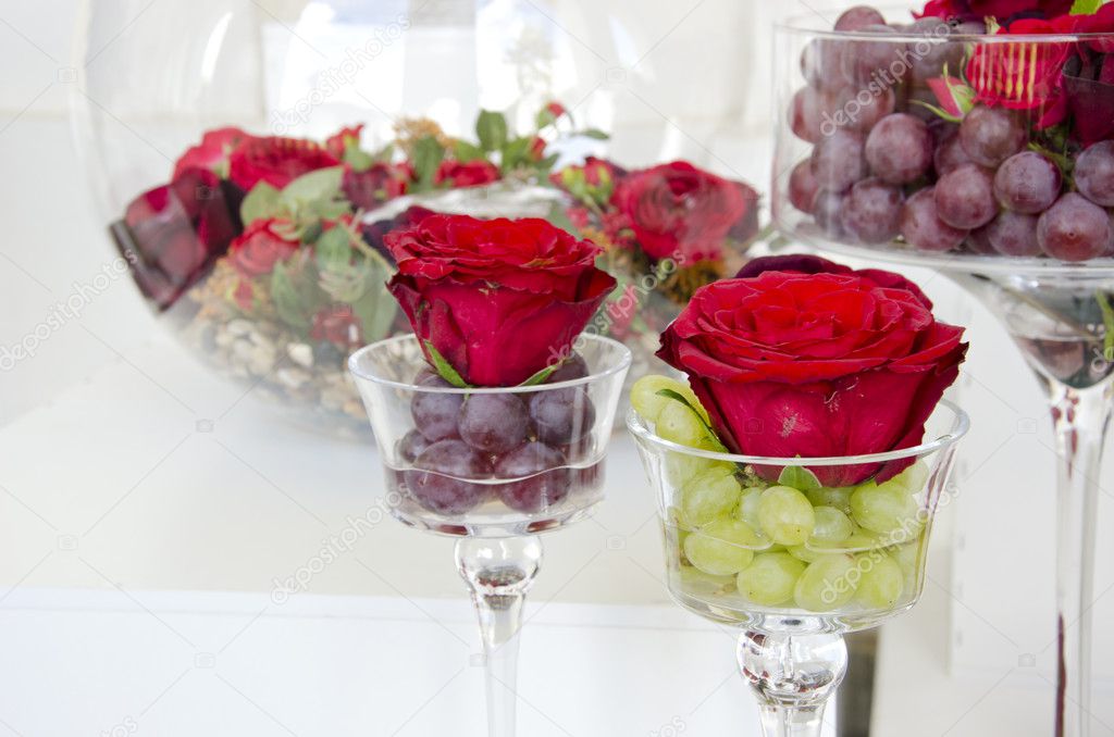 flowers rose in wine glass  goblet