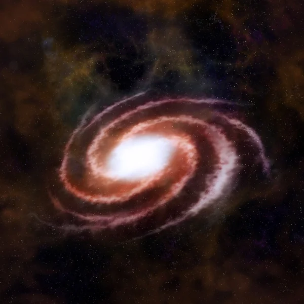 Red spiral galaxy against black space, nebula and stars in deep outer space — Stock Photo, Image