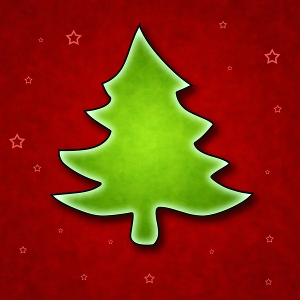 赤い背景のクリスマスツリー — ストック写真