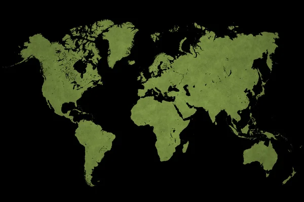 黑色背景的世界地图 — 图库照片