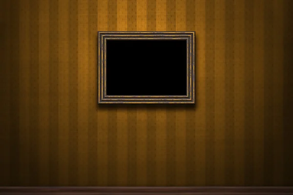 Old wooden frame on brown retro grunge wall — Stock Photo, Image