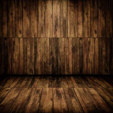 Grunge cabin interior with a wooden wall and floor clipart