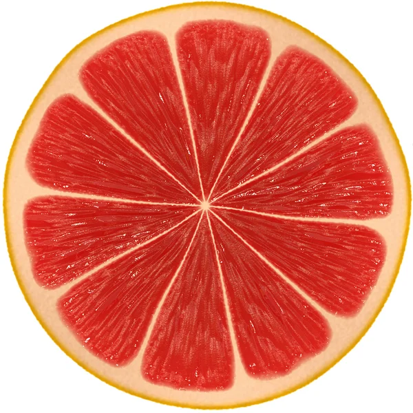 Scheibe Grapefruit isoliert auf weißem Hintergrund — Stockfoto