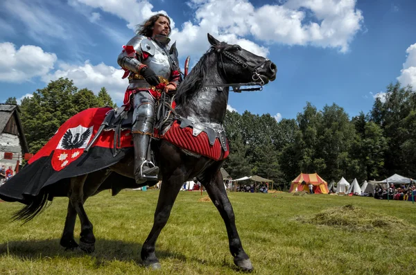 CHORZOW, POLAND, JUNE 9: Medieval Knight on horseback during a IV — стоковое фото