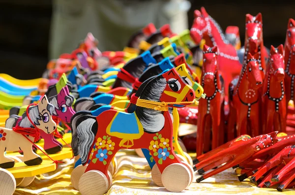 Традиційні дерев'яні коней Стокове Зображення