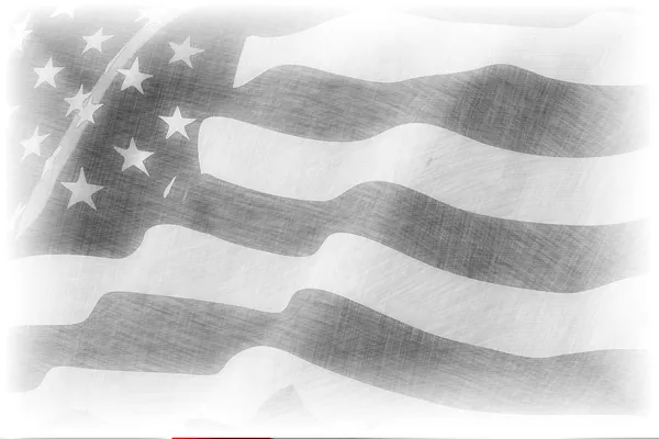 Dibujo a lápiz bandera americana — Foto de Stock