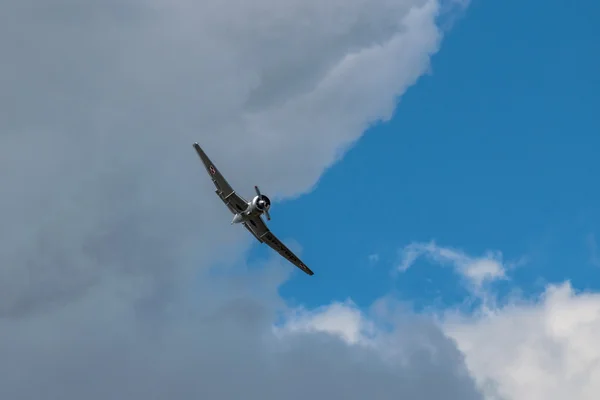 Historische Flugzeuge vom Typ ts-8 "bies" fliegen während der Flugschau 201 — Stockfoto