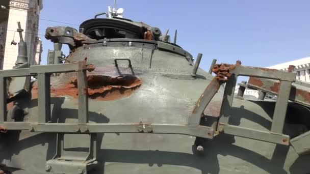 Damaged Military Equipment War Broken Military Equipment Russia Put Display — Stockvideo