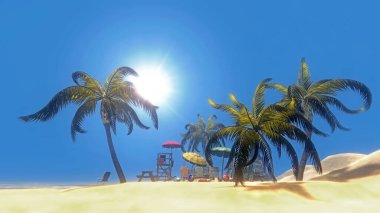 Summer beach with umbrella