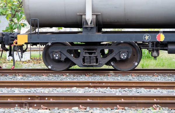 Bogie Del Petrolero Tren Mercancías Está Aparcando Patio Ferroviario Estación —  Fotos de Stock