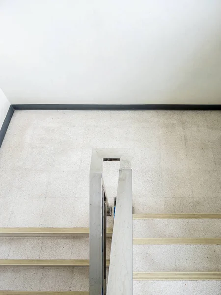 Empty Dog Leg Staircase Metal Handrail Office Building View Copy — Stok fotoğraf