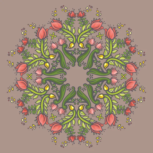 Patrón de encaje floral redondo ornamental. patrón floral caleidoscópico, mandala — Vector de stock