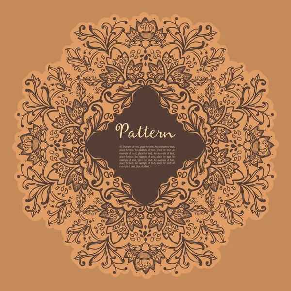 Patrón de encaje floral redondo ornamental. patrón floral caleidoscópico, mandala — Vector de stock