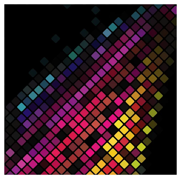 Heller Disco-Hintergrund mit farbigen Quadraten. Vektorgrafik — Stockvektor