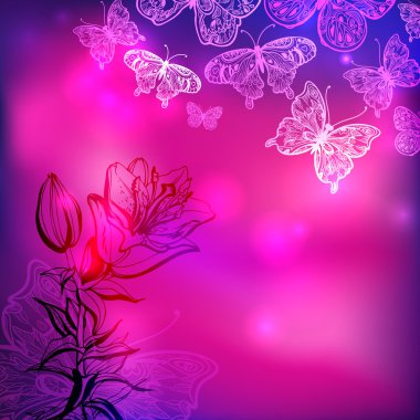 Butterflies floral valentine background