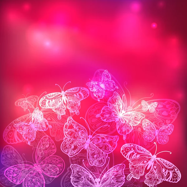 Butterflies floral valentine background — Stockfoto