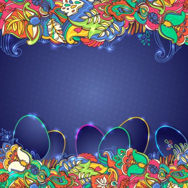 hediye kartı. çiçek ve yumurta çerçeve. Paskalya vektör arka plan