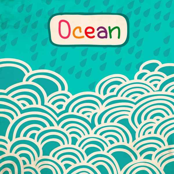 Blue Wave ocean cartoon retro background — Stock Photo, Image