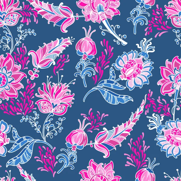 Vector floral ornamental fondo sin costuras con muchos detalles — Archivo Imágenes Vectoriales