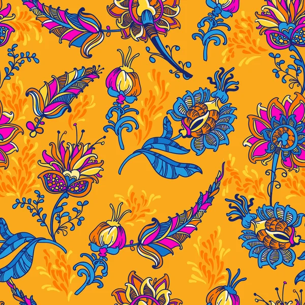 Fond floral ornemental sans couture avec de nombreux détails — Image vectorielle