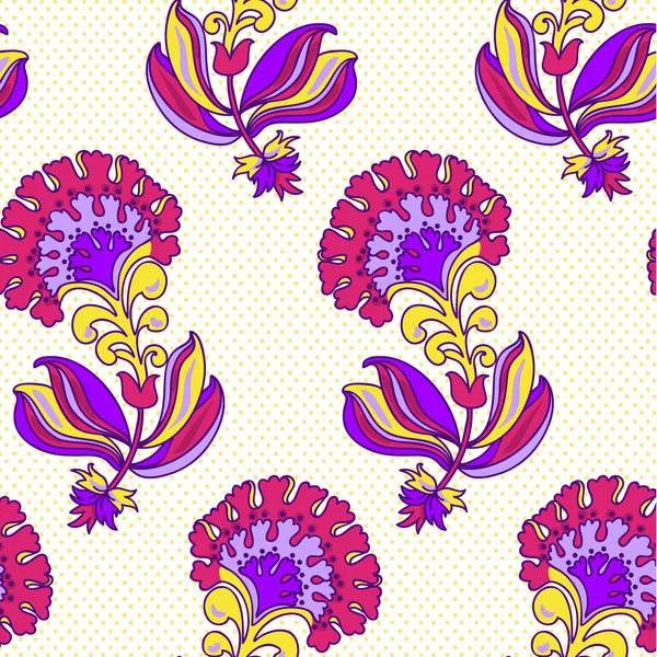 Ornemental floral printemps fond sans couture avec de nombreux détails — Image vectorielle