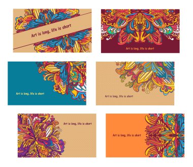 renkli kartvizit şablonu. Vector floral kartvizit seti