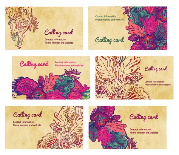 renkli yatay kartvizit şablonu. Vector floral kartvizit seti