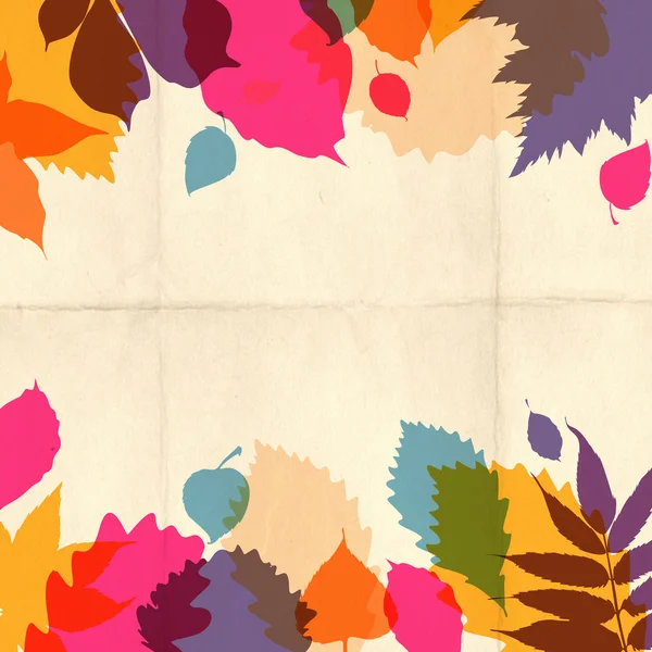 Paper autumn leaves background in retro colors. — Stock Photo, Image